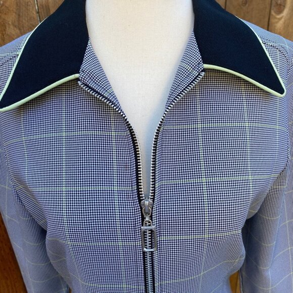 Vintage 1990s Y2K Houndstooth Jacket Black White Lime womens size S - Picture 1 of 10
